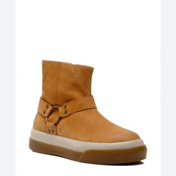 NEW Free People Bodhi Harness Sneaker Bootie Tan Suede boots shoes moto boho 10 - Picture 2 of 8